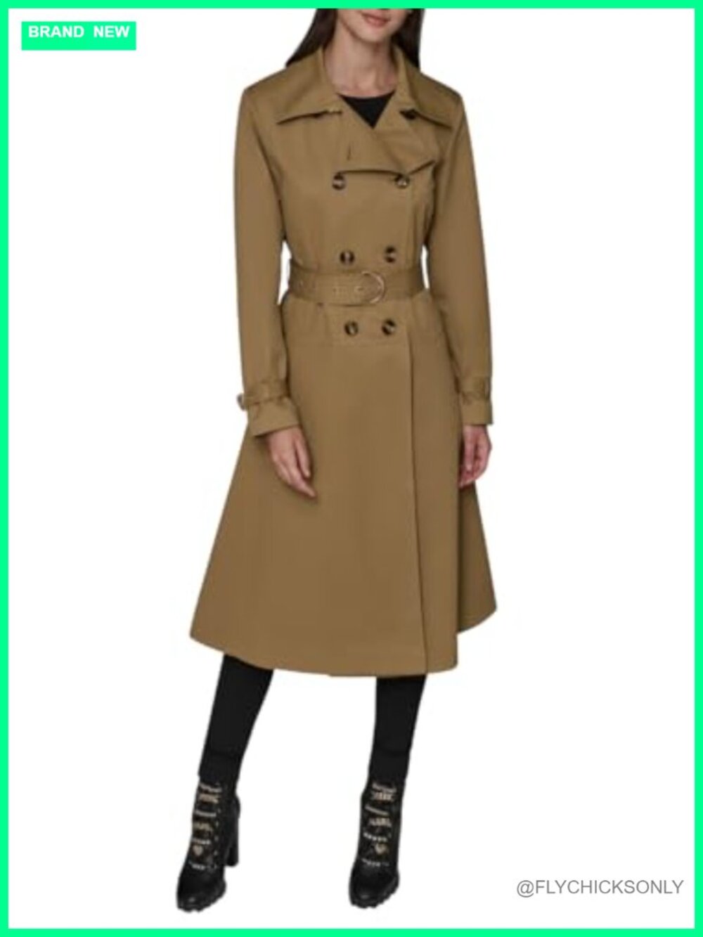Flared Trench Coat Long Sleeve Cold Weather Women's Outerwear